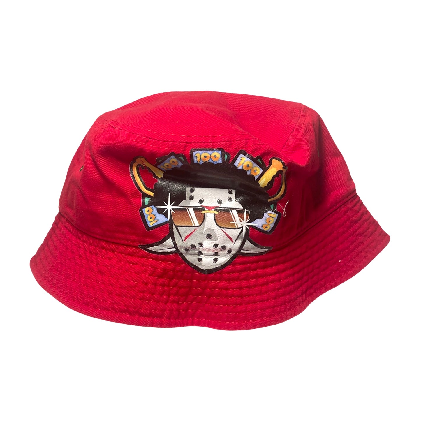 Red bucket hat