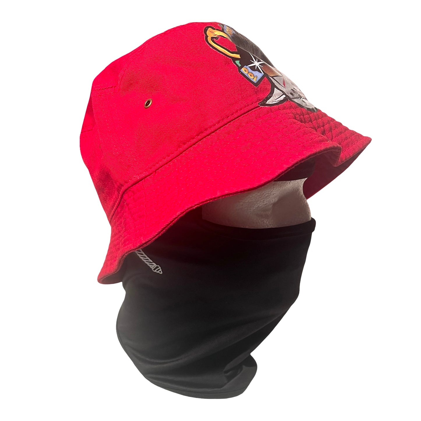 Red bucket hat