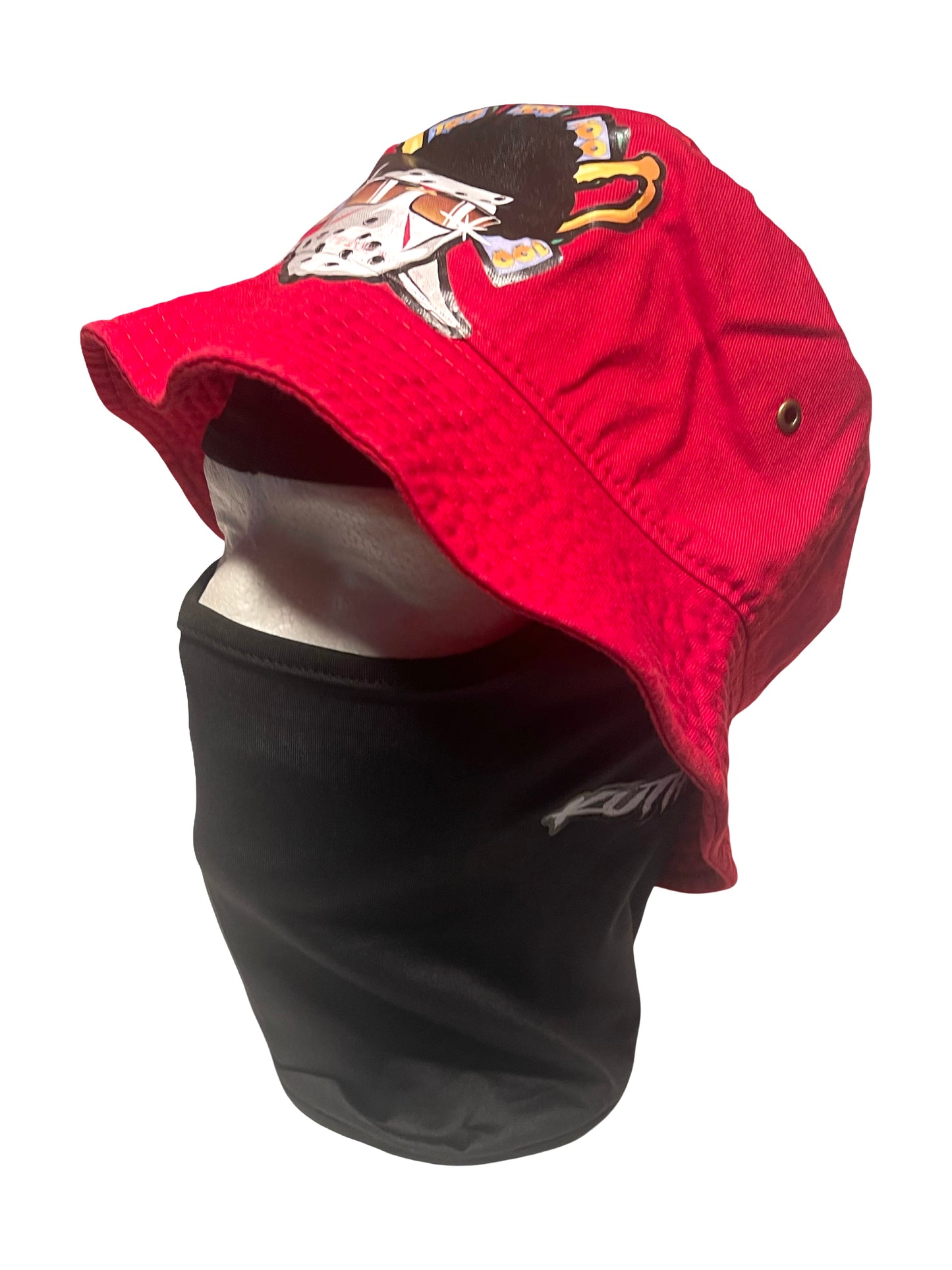 Red bucket hat