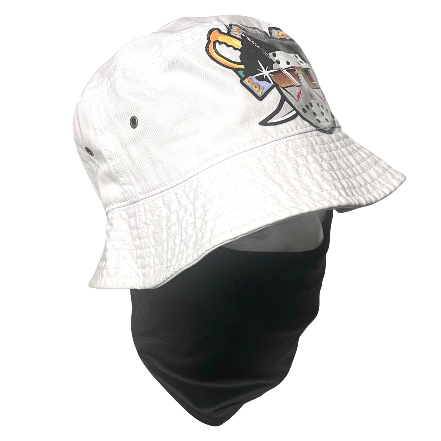 White bucket hat