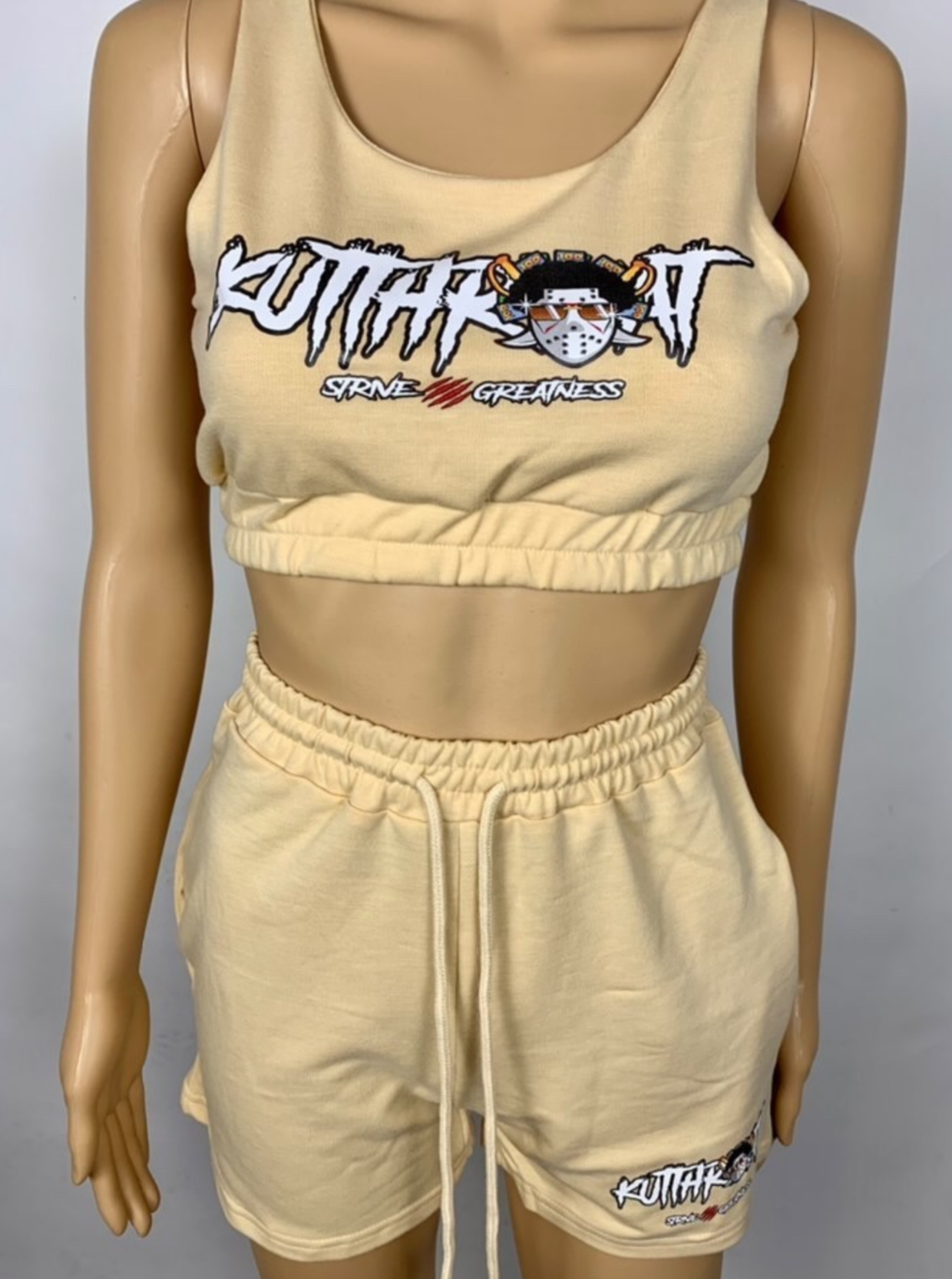 Cream crop top set