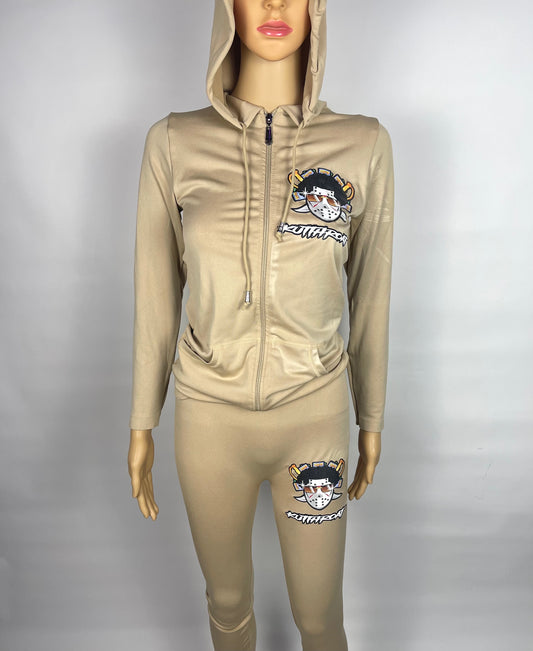 Tan jogging suit