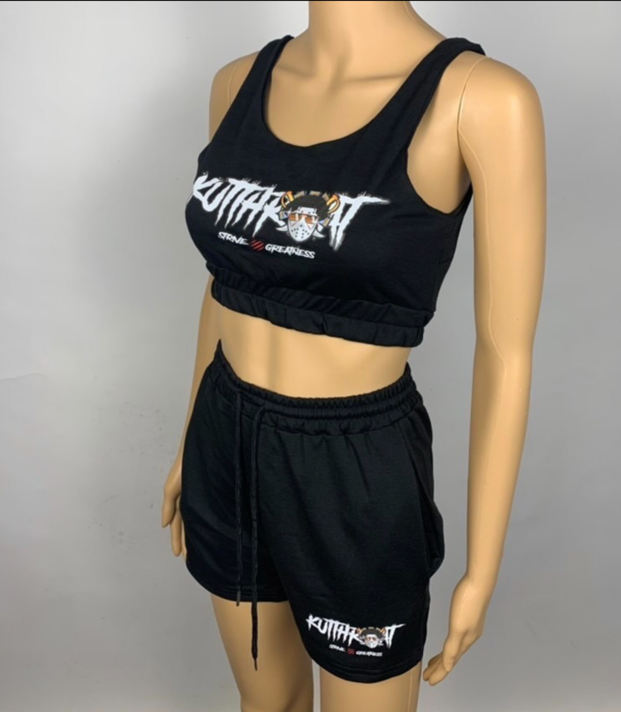 Black crop top set