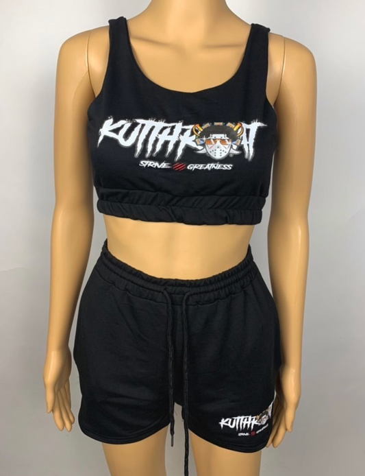 Black crop top set