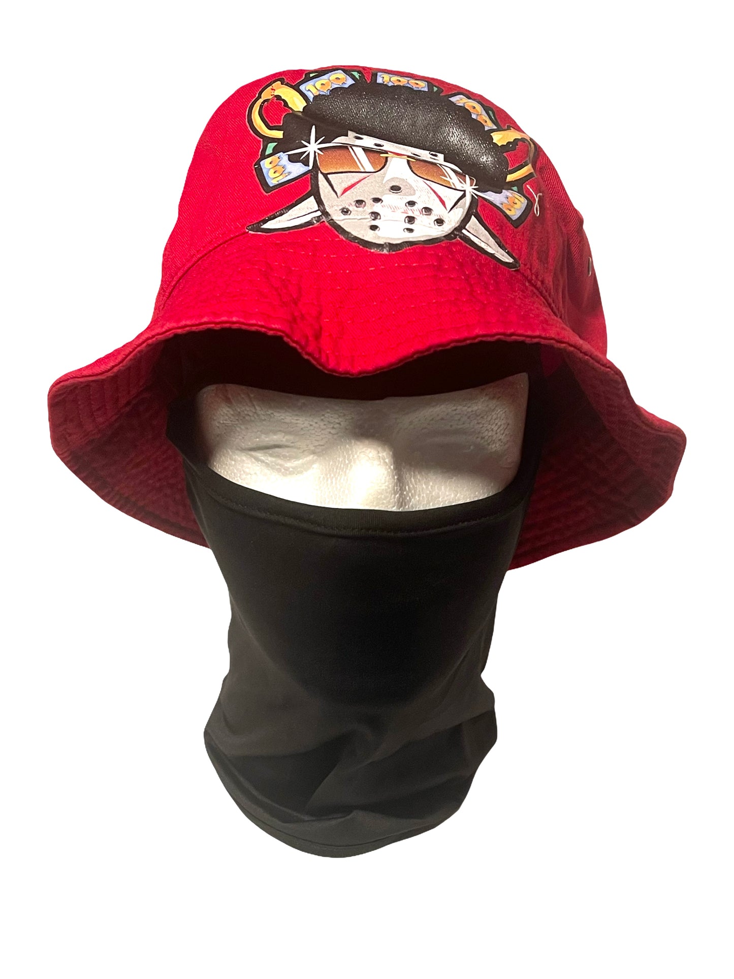 Red bucket hat