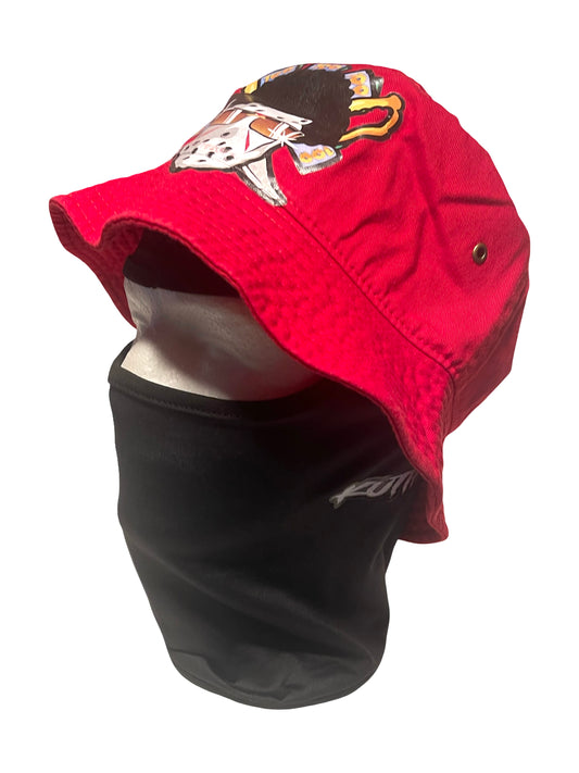 Red bucket hat