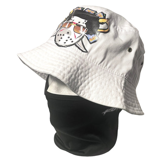 White bucket hat